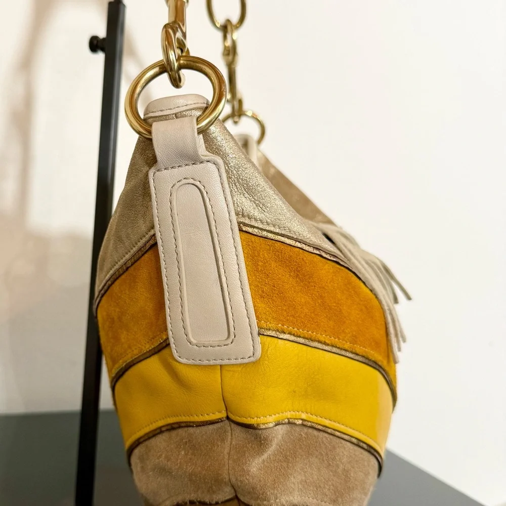 Vintage Coach Suede and Leather Chevron Hobo bag - Picture 6 of 10